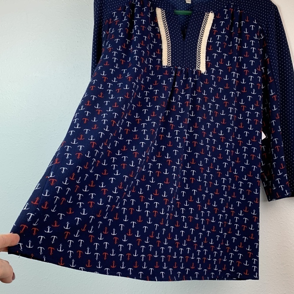 Stitch Fix: Cleo Kai nautical anchors print split round neck tunic top EUC - Picture 3 of 7